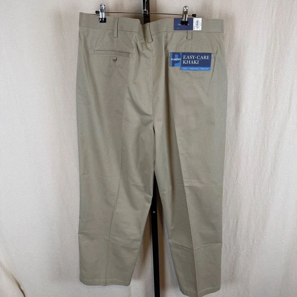 Croft & Barrow Mens Pleated Easy-Care Khaki Pants Brit Khaki 40x30 Z9FB0414KO - Picture 4 of 5